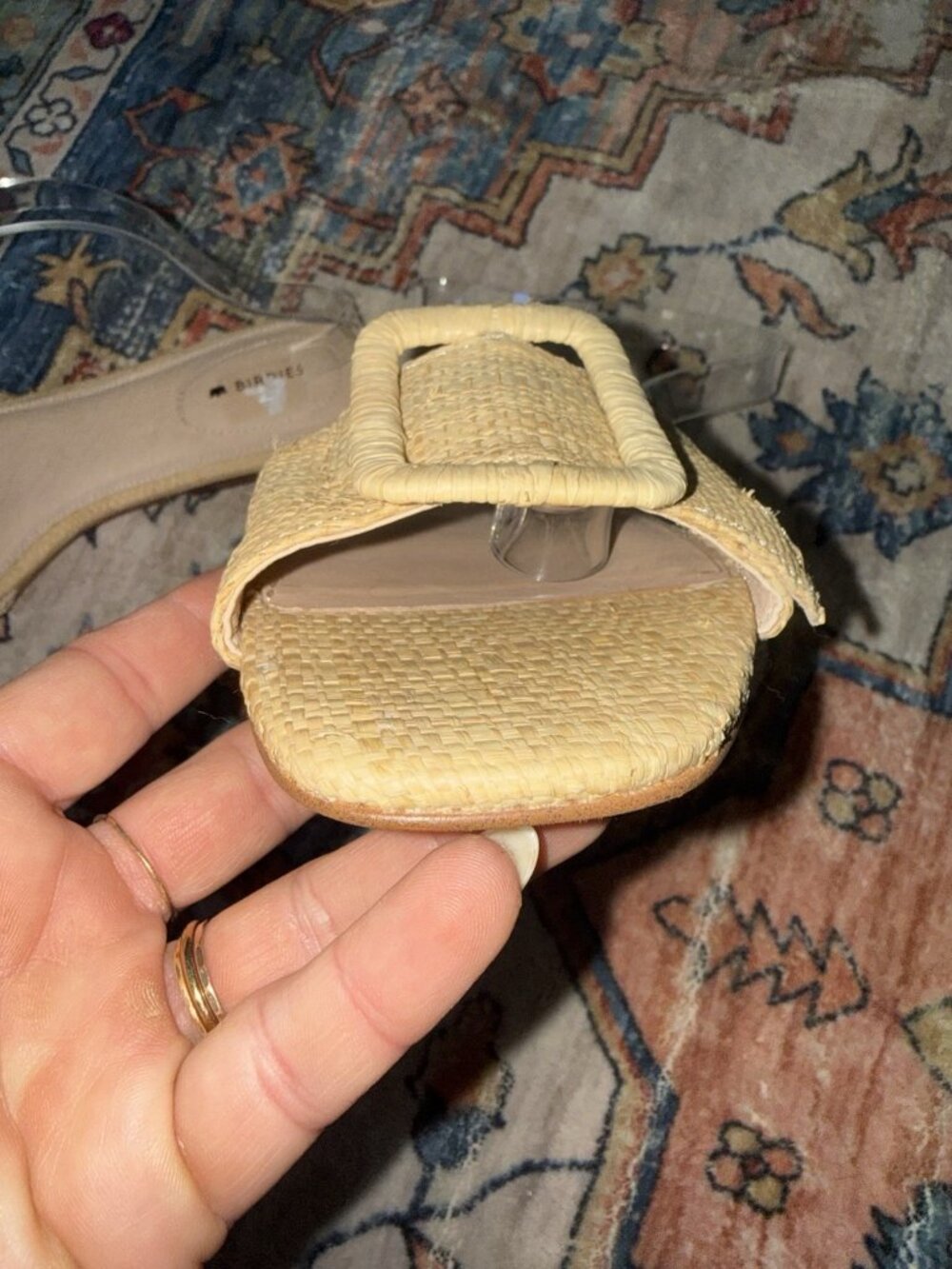 Birdies The Kiwi Natural Raffia Slide Sandals Buckle Woven Slip On Shoe 7.5 NEW - Picture 12 of 12